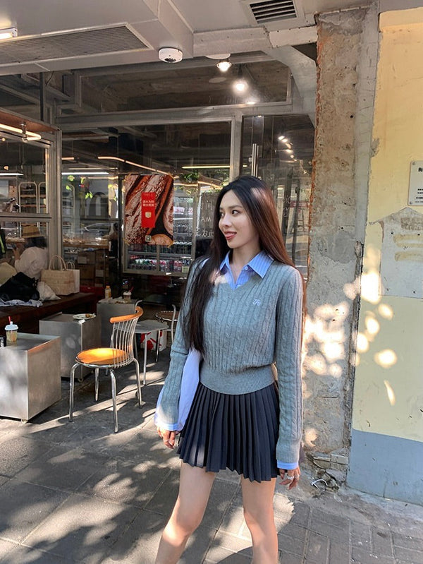 A-line Pleated Short Skirt
