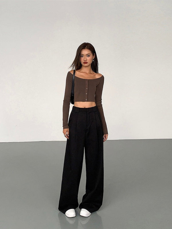 Round Neck Button Sweater
