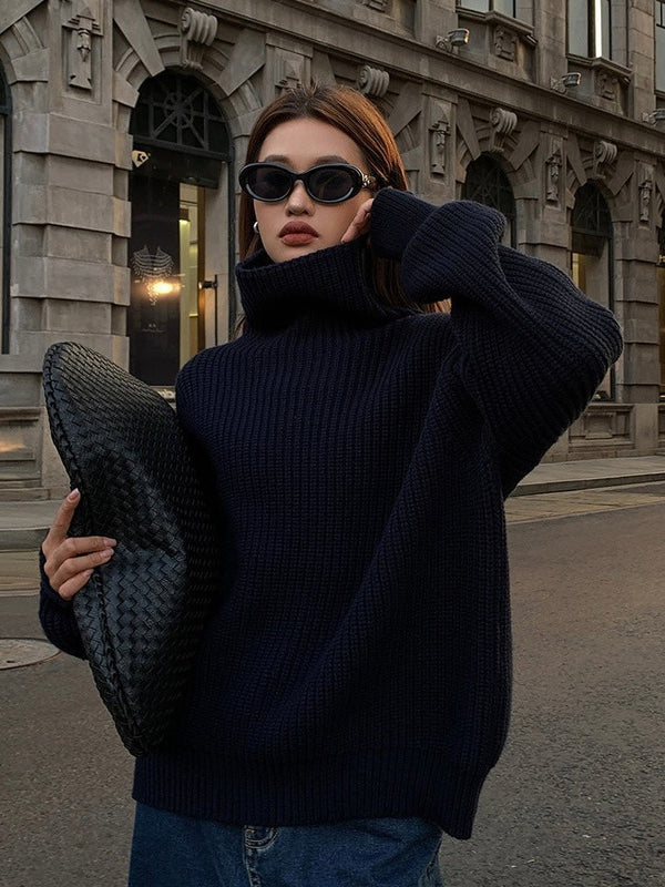 High Collar Loose Knitted Sweater