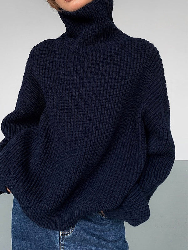 High Collar Loose Knitted Sweater