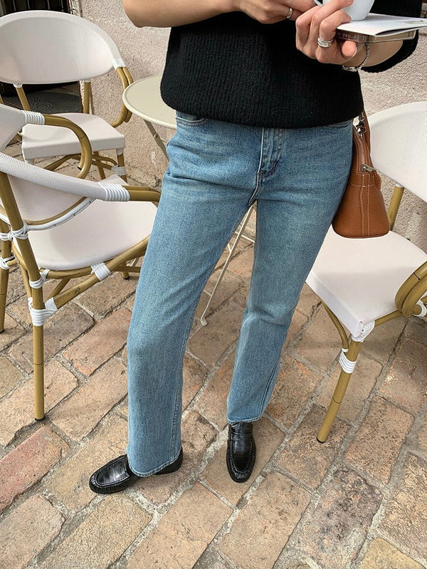 Washed Straight Jeans