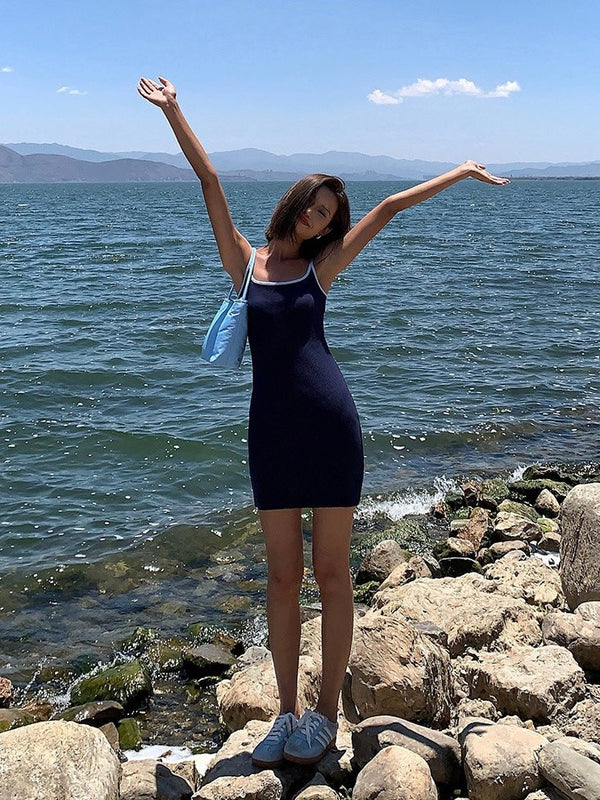 Suspender Knitted Short Dress