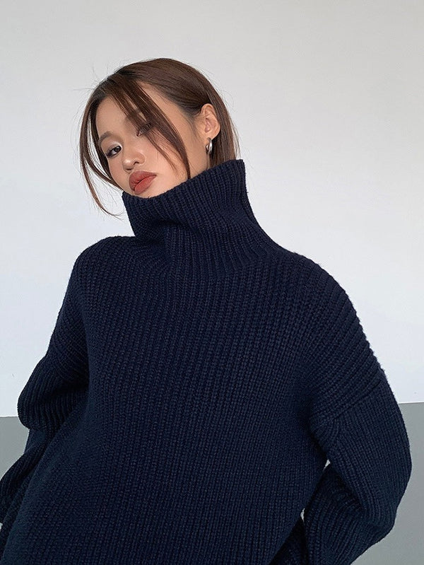 High Collar Loose Knitted Sweater