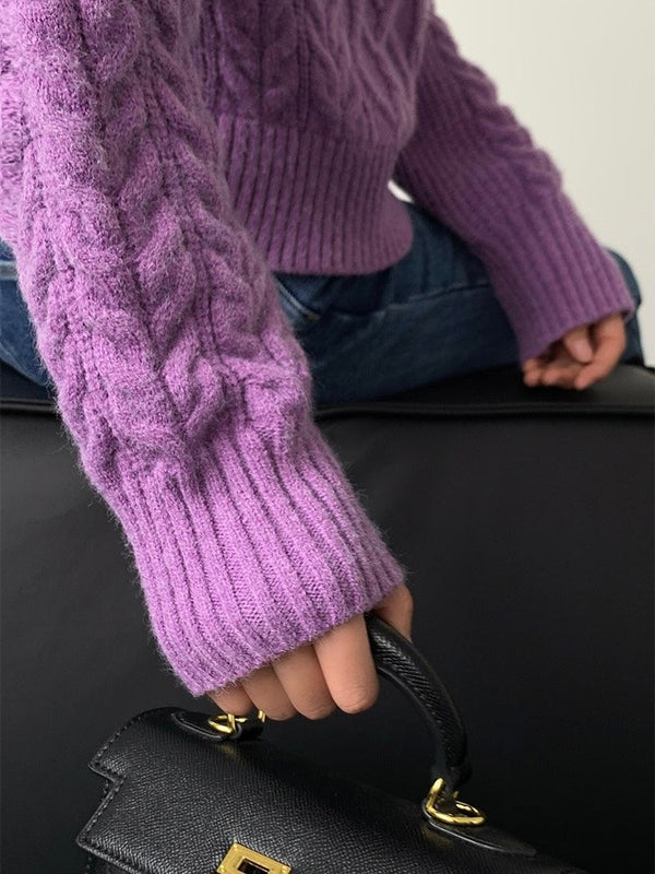 Cable Knitted Half Turtleneck Sweater