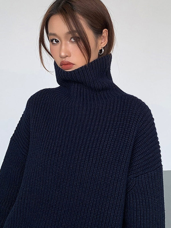 High Collar Loose Knitted Sweater