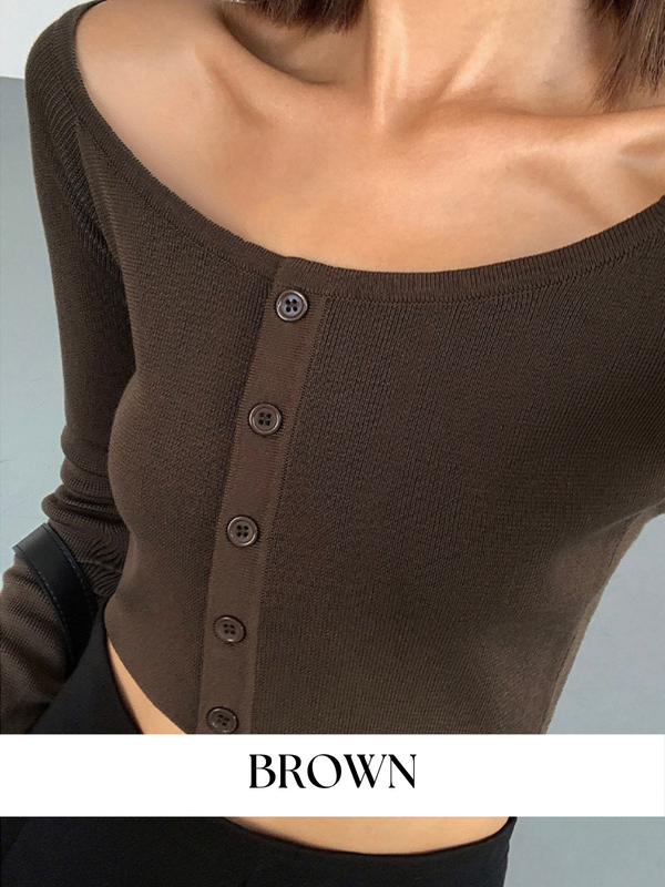 Round Neck Button Sweater
