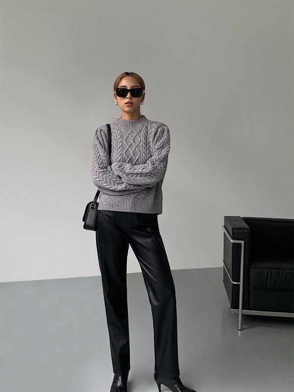 Cable Knitted Half Turtleneck Sweater