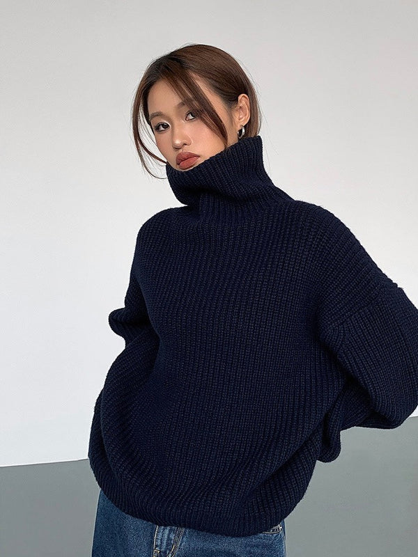 High Collar Loose Knitted Sweater