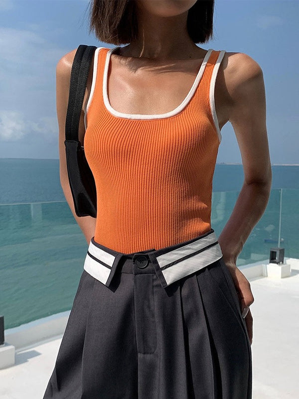 Contrast Color U-neck Camisole