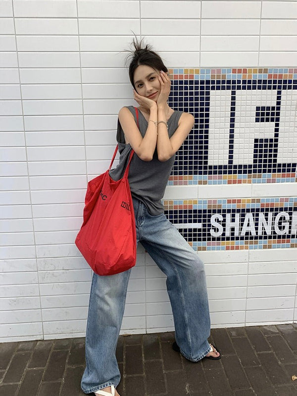 Wide-leg Straight Jeans