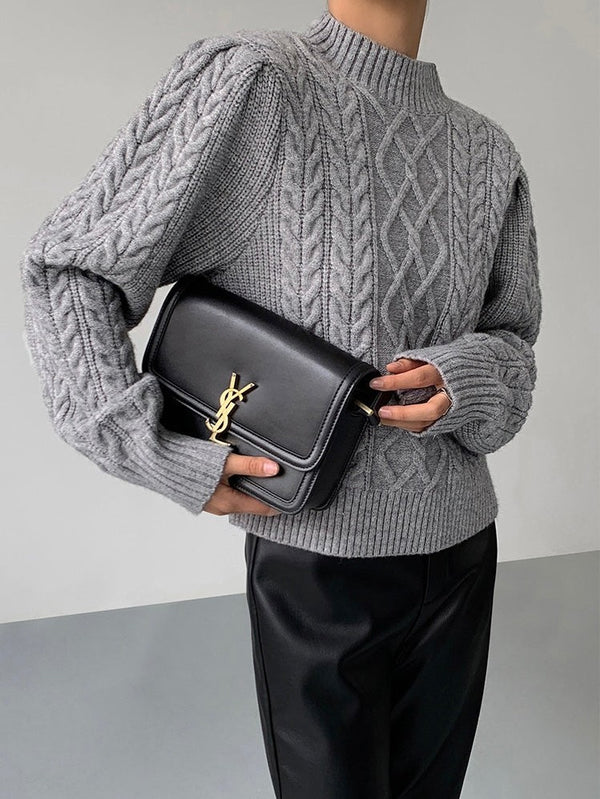 Cable Knitted Half Turtleneck Sweater