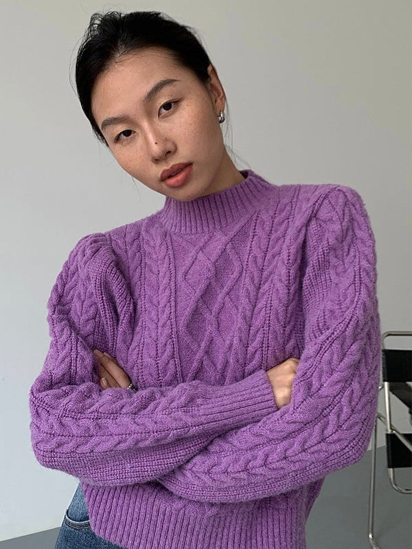 Cable Knitted Half Turtleneck Sweater