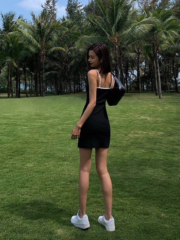 Suspender Knitted Short Dress