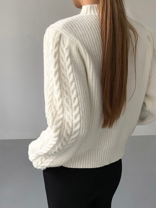 Cable Knitted Half Turtleneck Sweater
