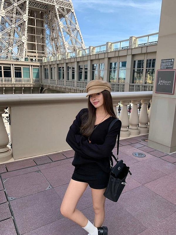 Loose V-neck Pullover Sweater