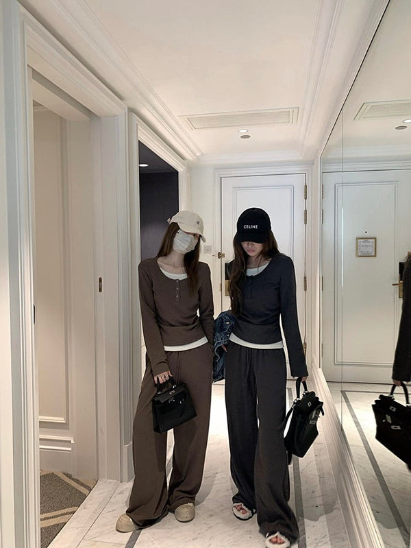 Two-piece Contrast Color Knitted Sweater