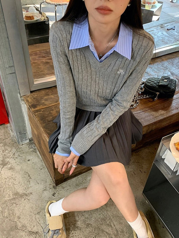 A-line Pleated Short Skirt