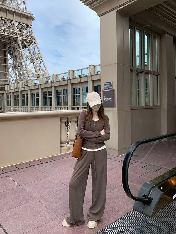 Two-piece Contrast Color Knitted Sweater