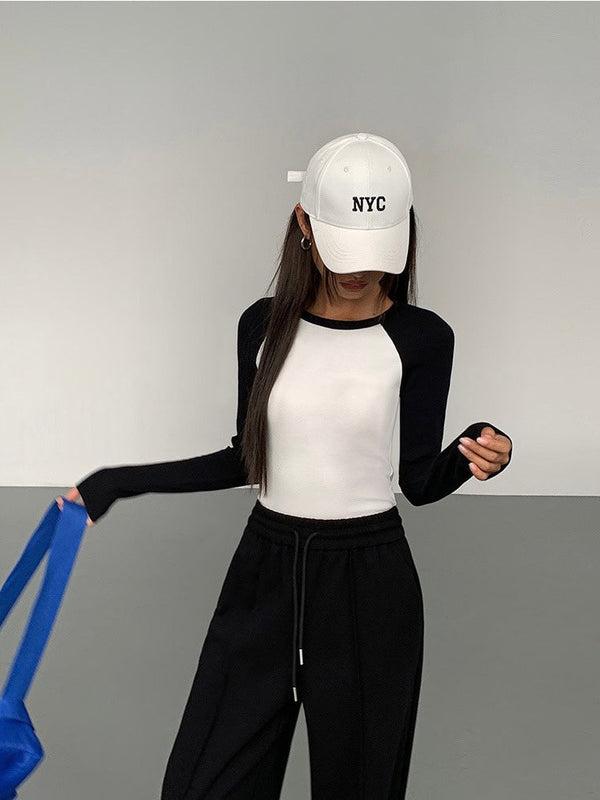 Contrast Color Long-sleeved Sweater