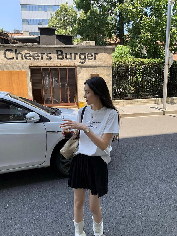 A-line Pleated Short Skirt