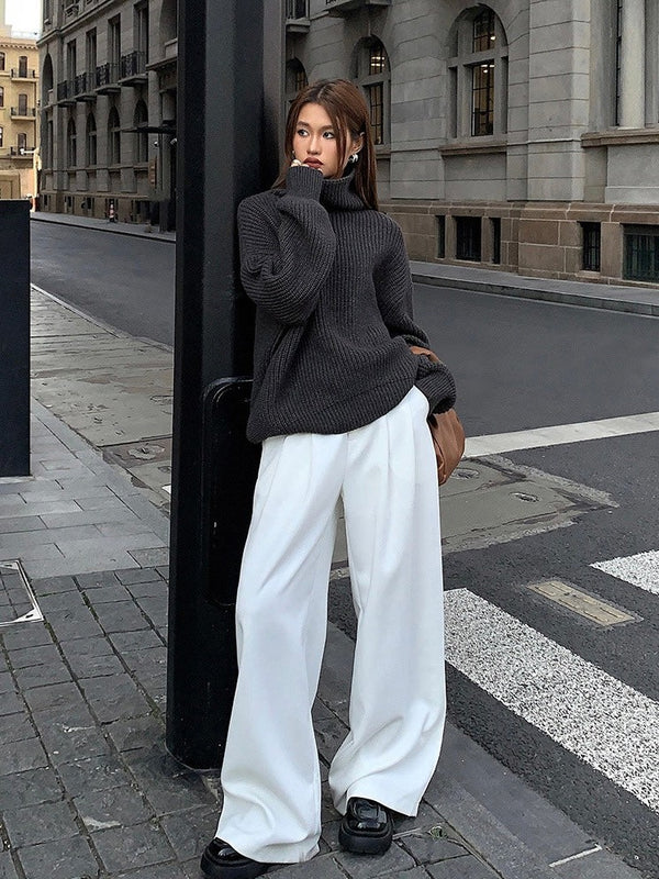 High Collar Loose Knitted Sweater