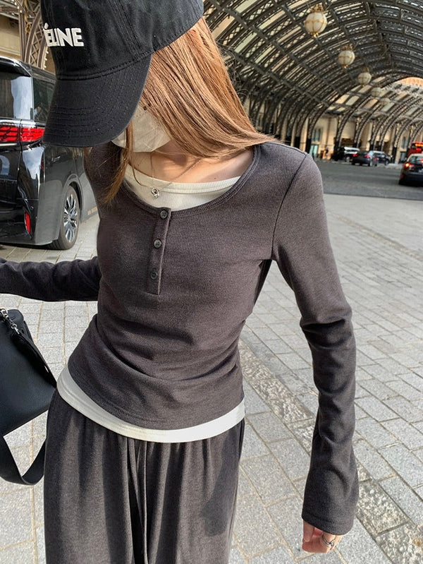Two-piece Contrast Color Knitted Sweater