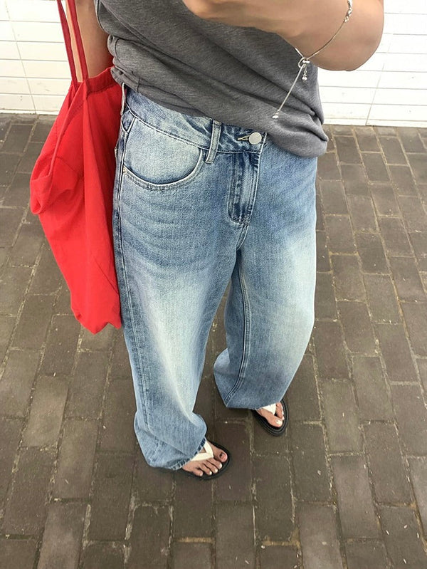 Wide-leg Straight Jeans