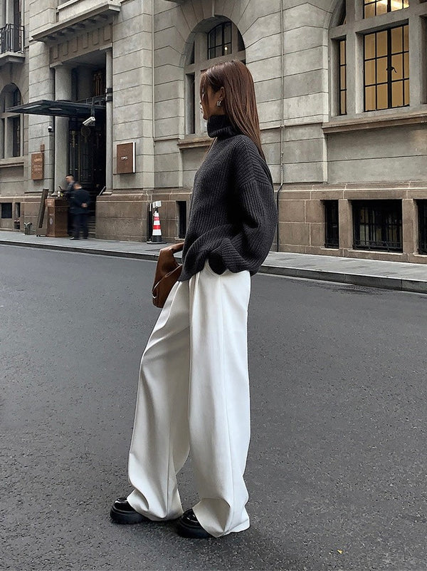 High Collar Loose Knitted Sweater