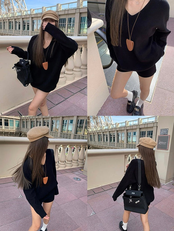 Loose V-neck Pullover Sweater