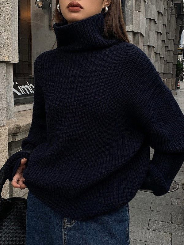 High Collar Loose Knitted Sweater
