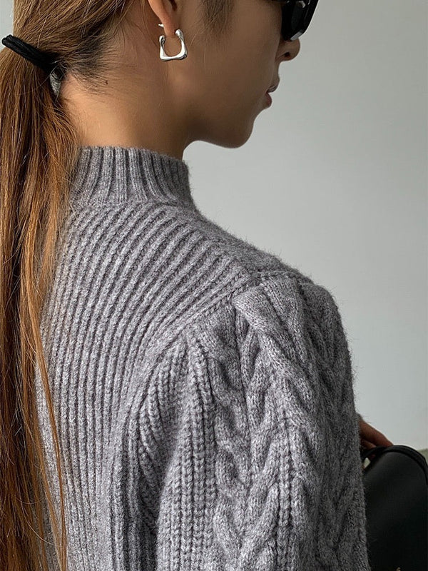 Cable Knitted Half Turtleneck Sweater