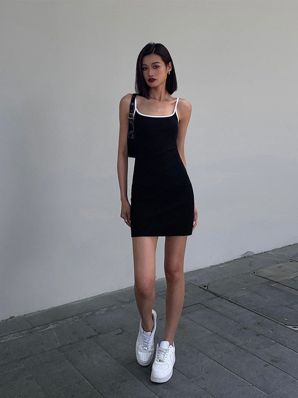 Suspender Knitted Short Dress