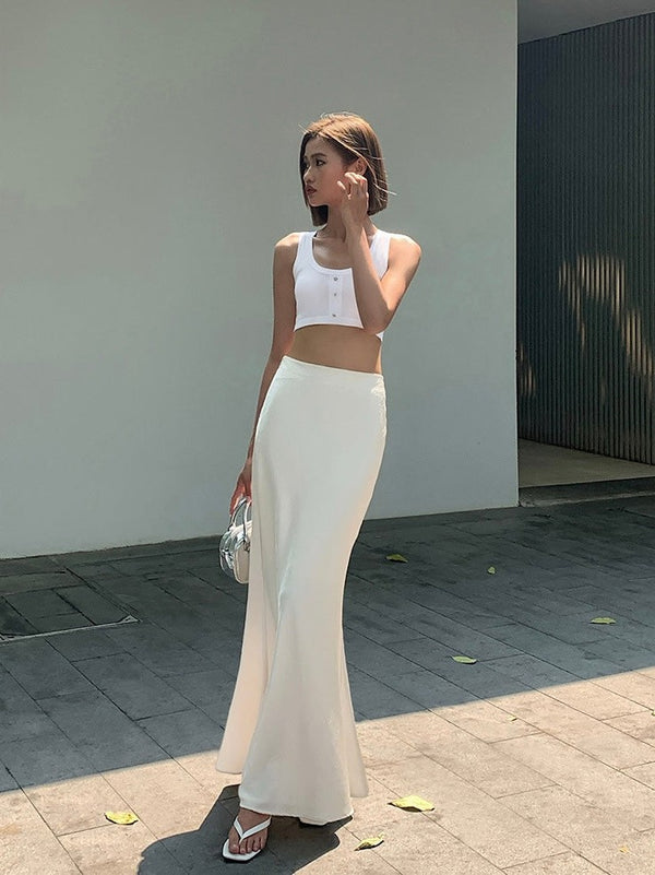 High Waist Fishtail Long Skirt