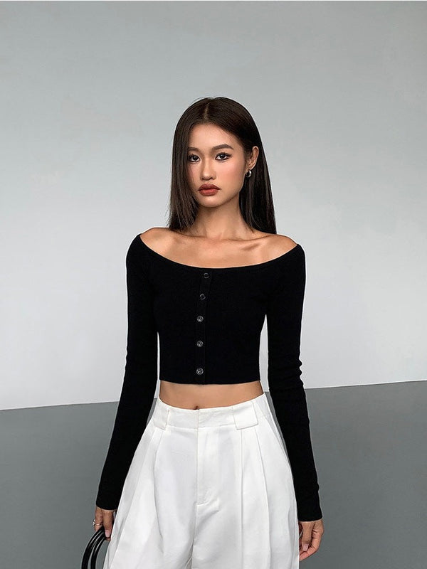 Round Neck Button Sweater