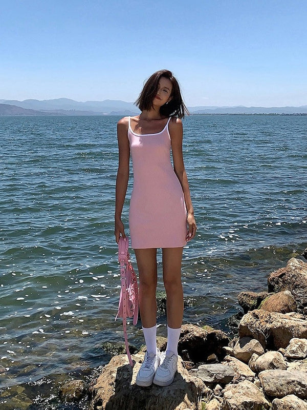 Suspender Knitted Short Dress
