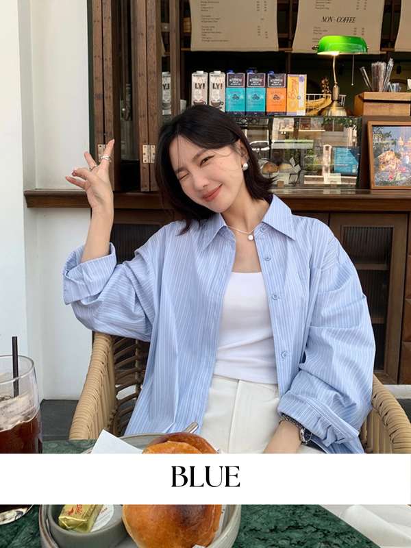 High-grade Blue Striped Shirt