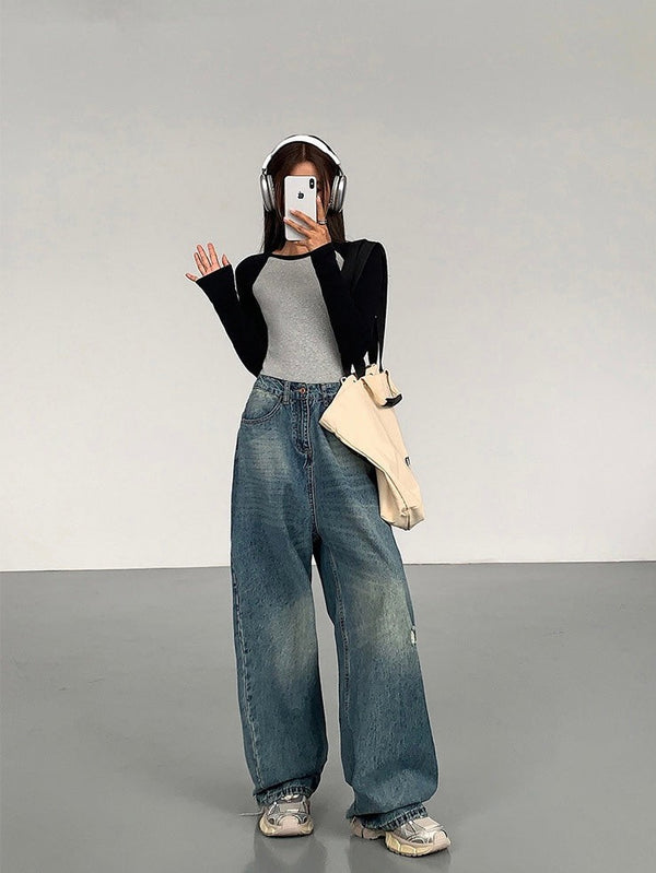 Contrast Color Long-sleeved Sweater