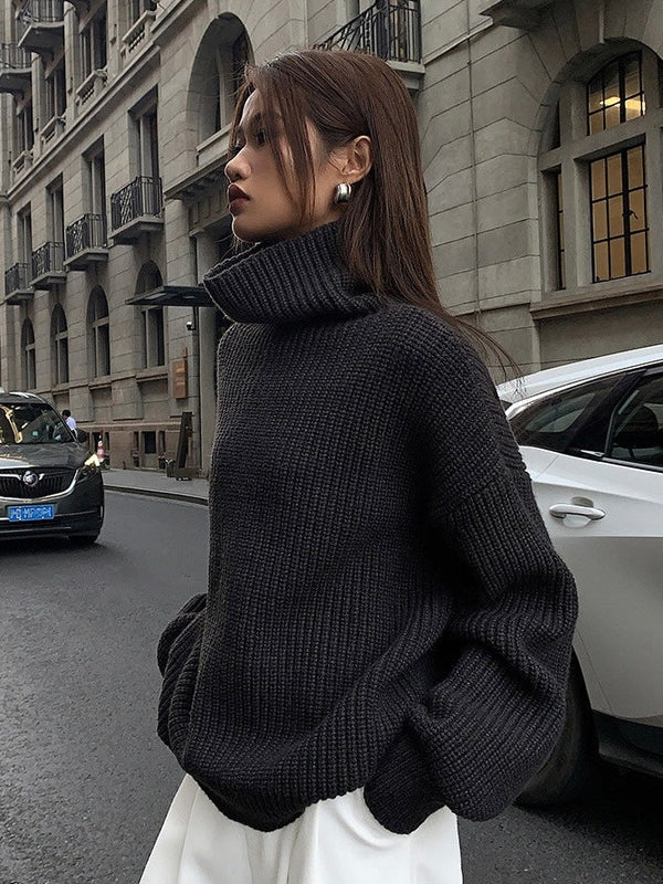 High Collar Loose Knitted Sweater